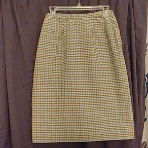 Vintage 50s Green Blue Plaid Cotton Skirt